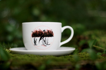 Filiżanka porcelanowa ze spodkiem Czapla o poranku 180 ml