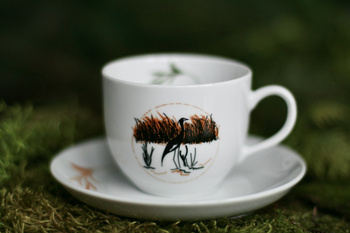 Filiżanka ze spodkiem Czapla w zachodzącym słońcu 180 ml