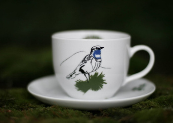 Filiżanka porcelanowa ze spodkiem Ptaszek podróżniczek 180 ml